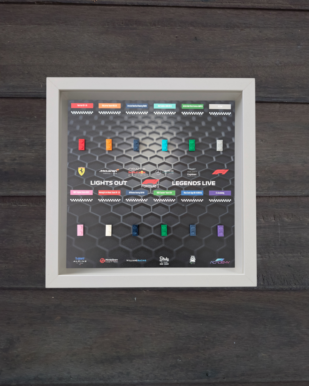 Cadre Blanc pour Collection Minifigurines F1 LEGO® Honeycomb Grey Edition