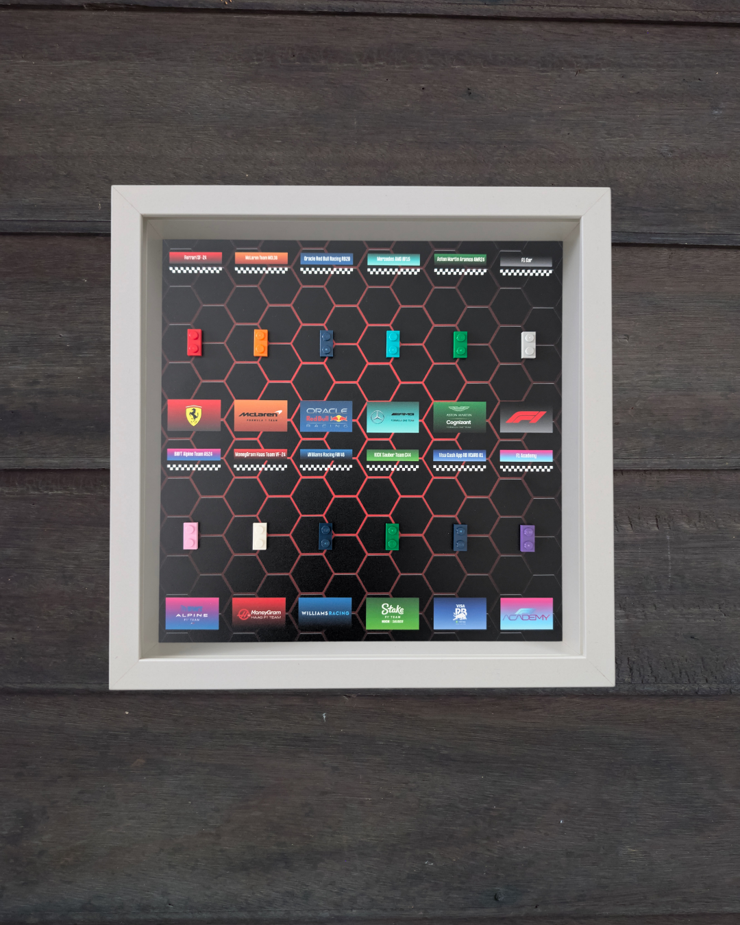 Cadre Blanc pour Collection Minifigurines F1 LEGO® Red Hexa Edition