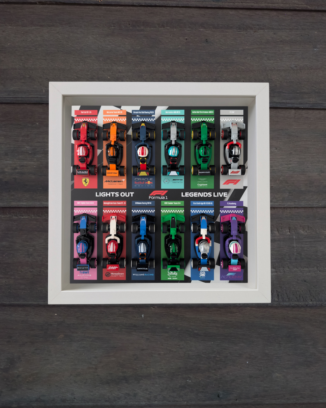 Cadre Blanc pour Collection Minifigurines F1 LEGO® Flag Stripes Edition