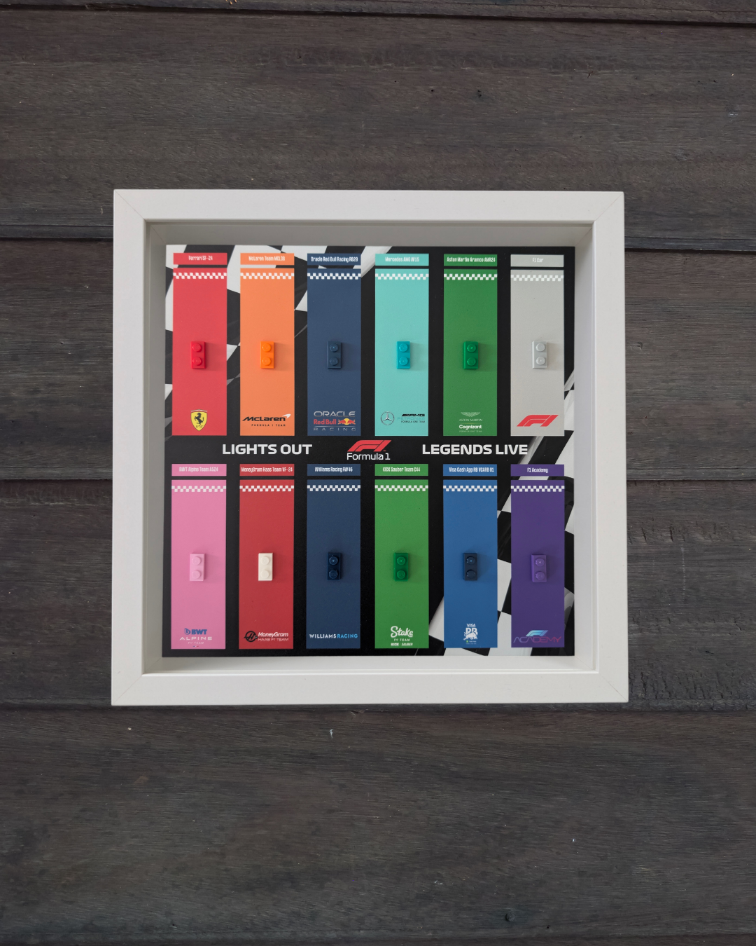 Cadre Blanc pour Collection Minifigurines F1 LEGO® Flag Stripes Edition