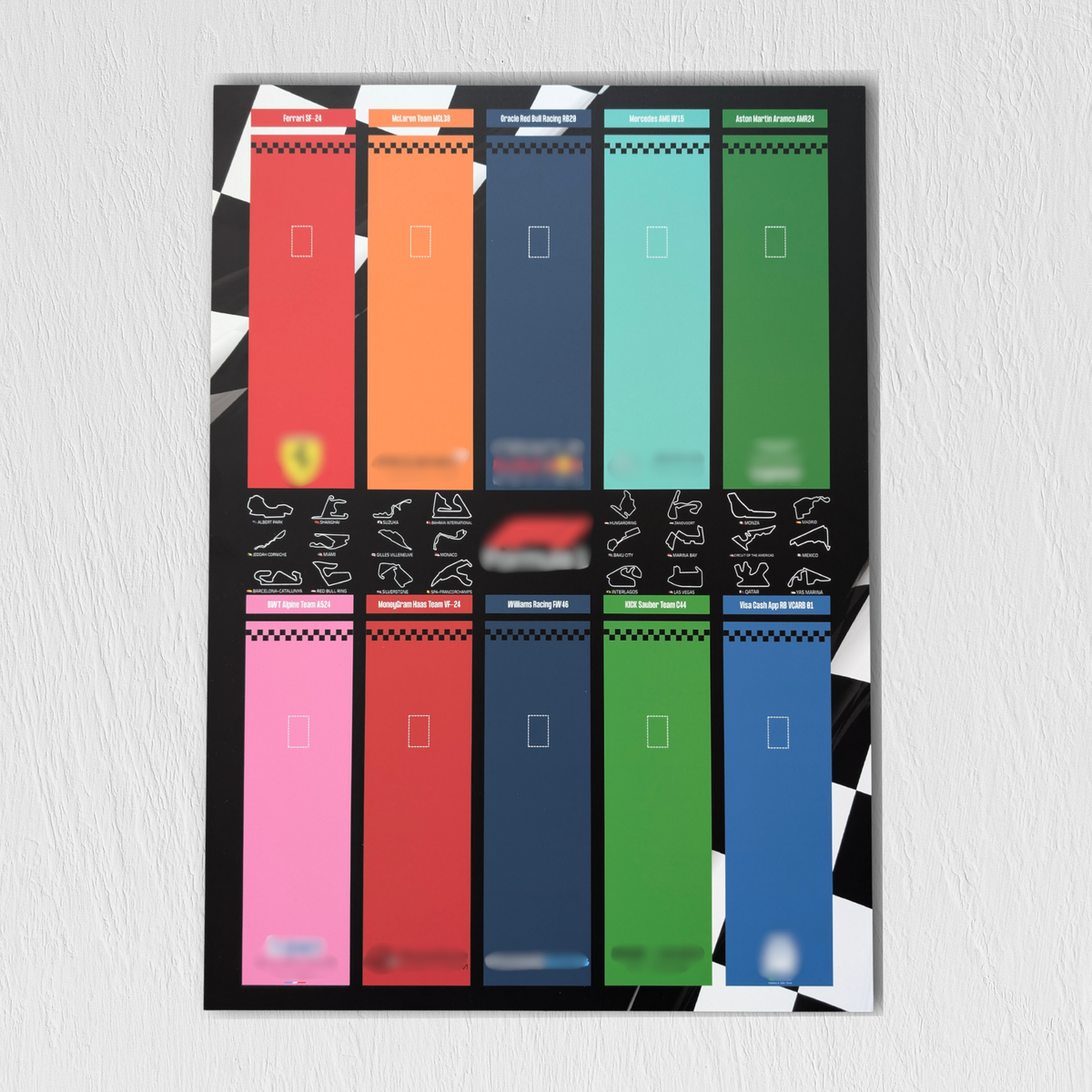 Générique Display à encadrer 50×70 cm pour collection LEGO F1 Speed Champions – Support Forex 3 mm - Décoration murale pour collectionneurs - Figurines non incluses